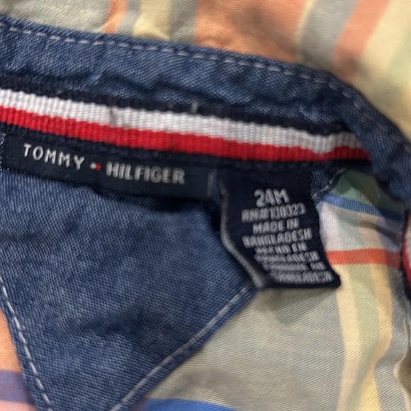 Tommy Hilfiger Half-Sleeve Striped Print Colourful Button Down Shirt Size 24M - Picture 4 of 6